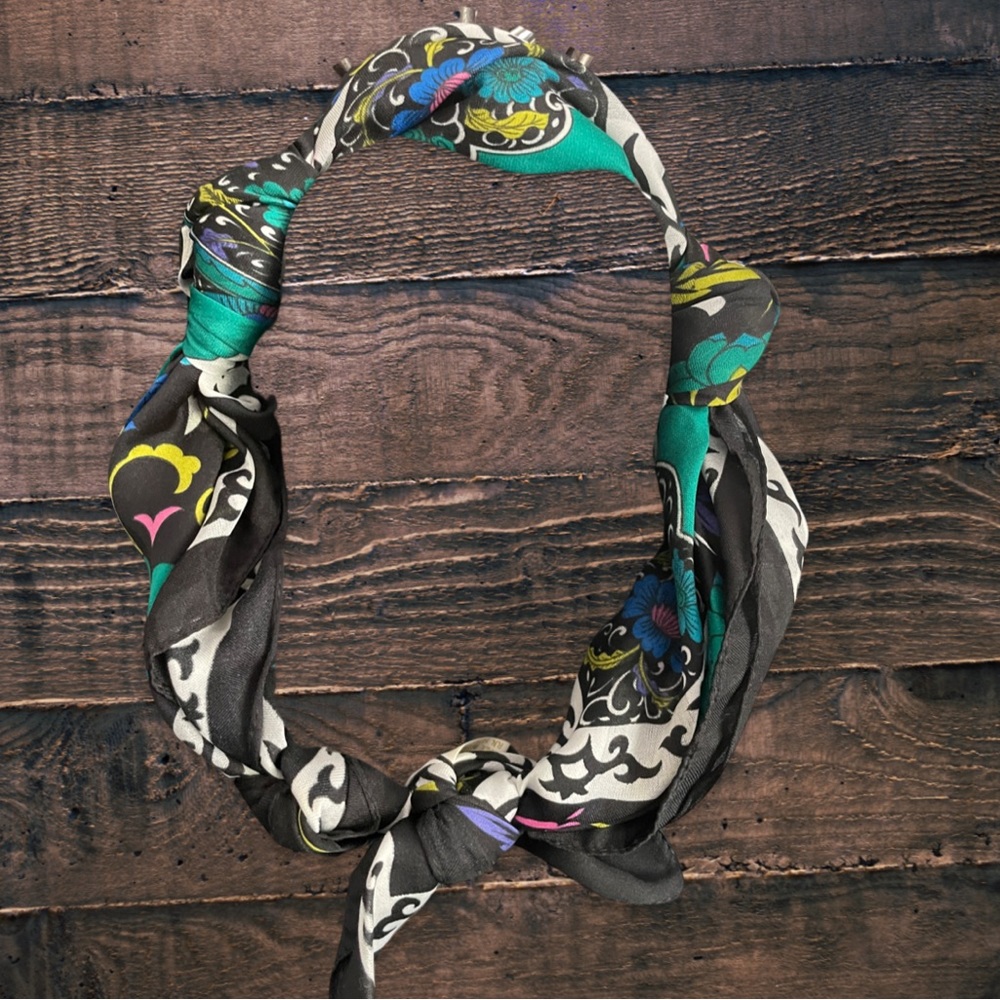 Beautiful Italian made vibrant scarf knotted